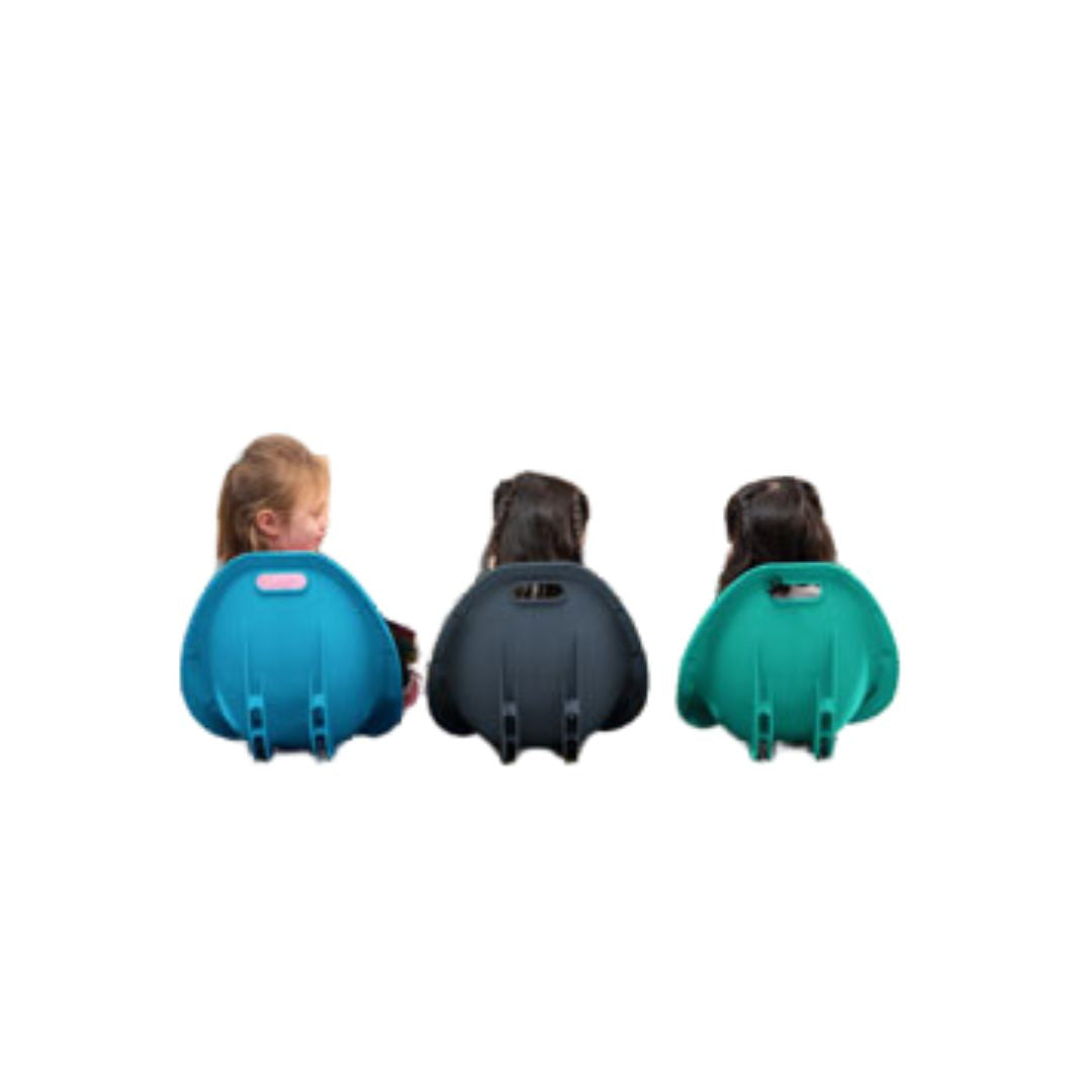 3 x floor rocker chairs in blue, grey and green
