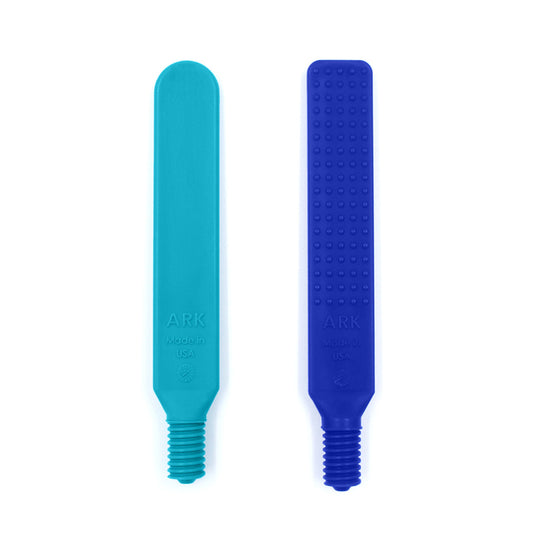 Two blue and teal silicone tongue decompressor tools with 'ARK' branding on a white background