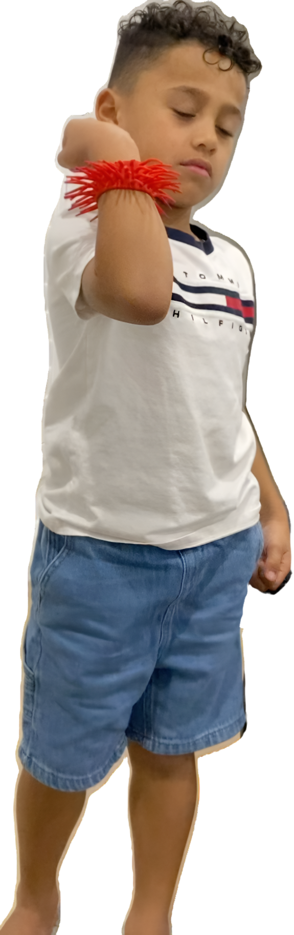 Child wearing two tone punk bangle