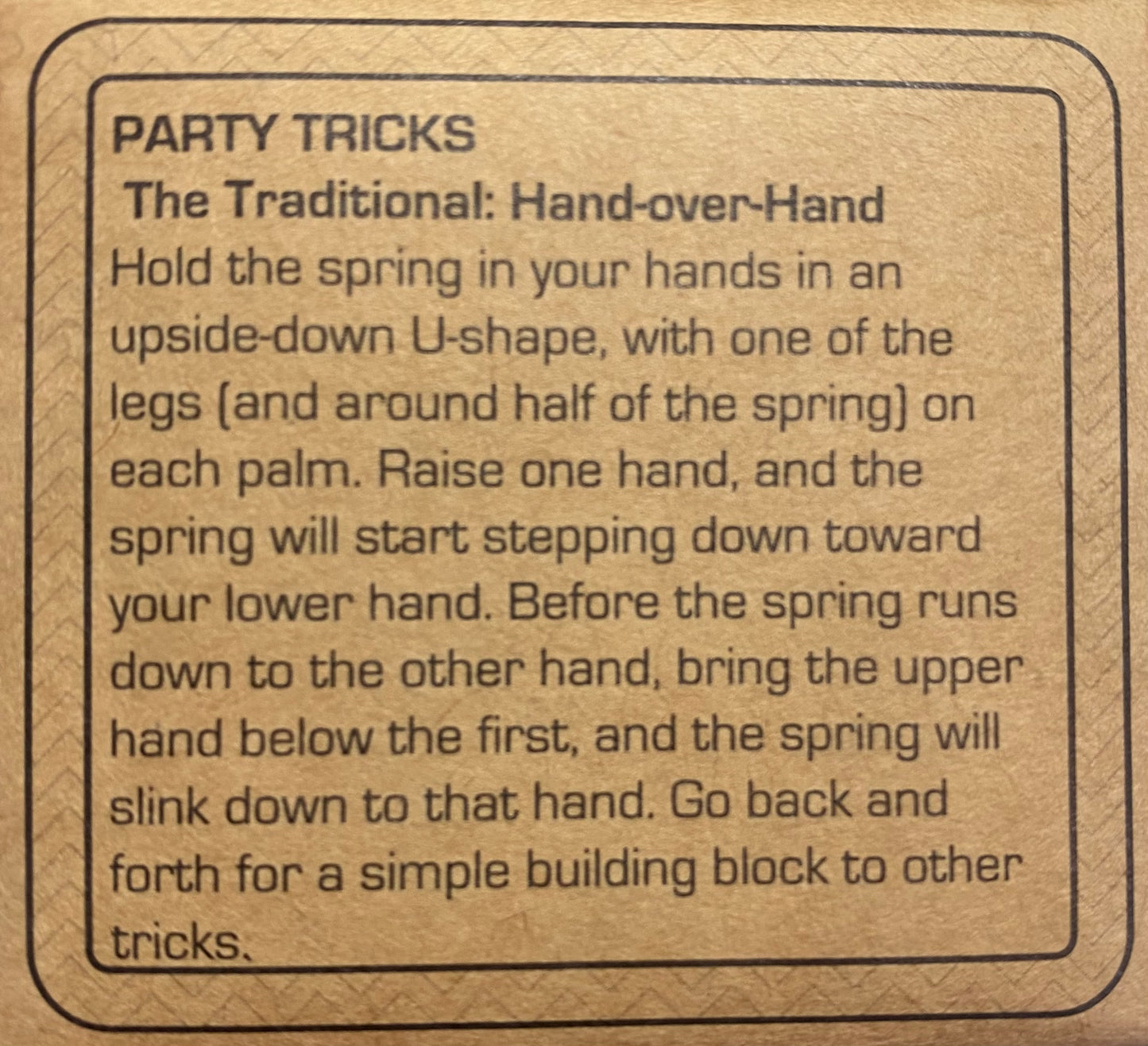 Party tricks hand over hand