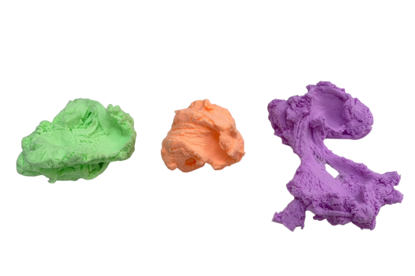 lime, orange and purple fluffy putty