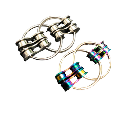 Kaiko Loop Fidgets - double link, oil slick and Silver