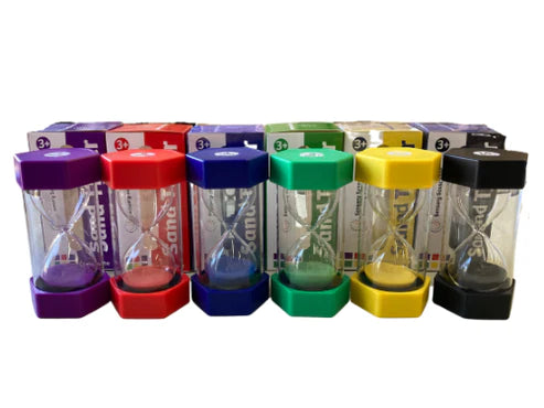 6 set of Coloured hourglass sand timers