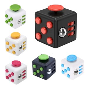 7 different colour combinations of the sensory 6-way fidget cube