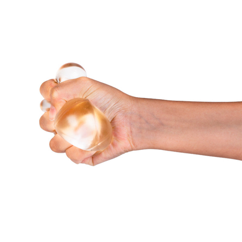 clear jelly cube squished