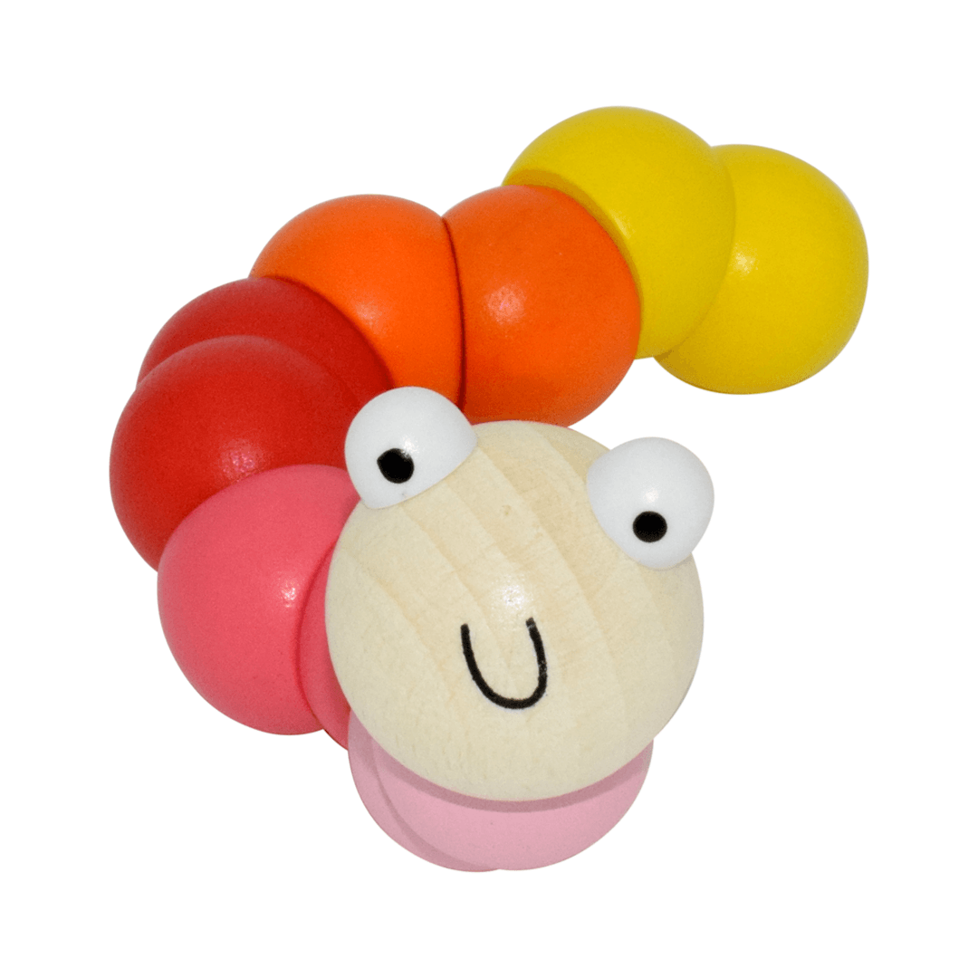 Pink wooden bendy worm babies toys