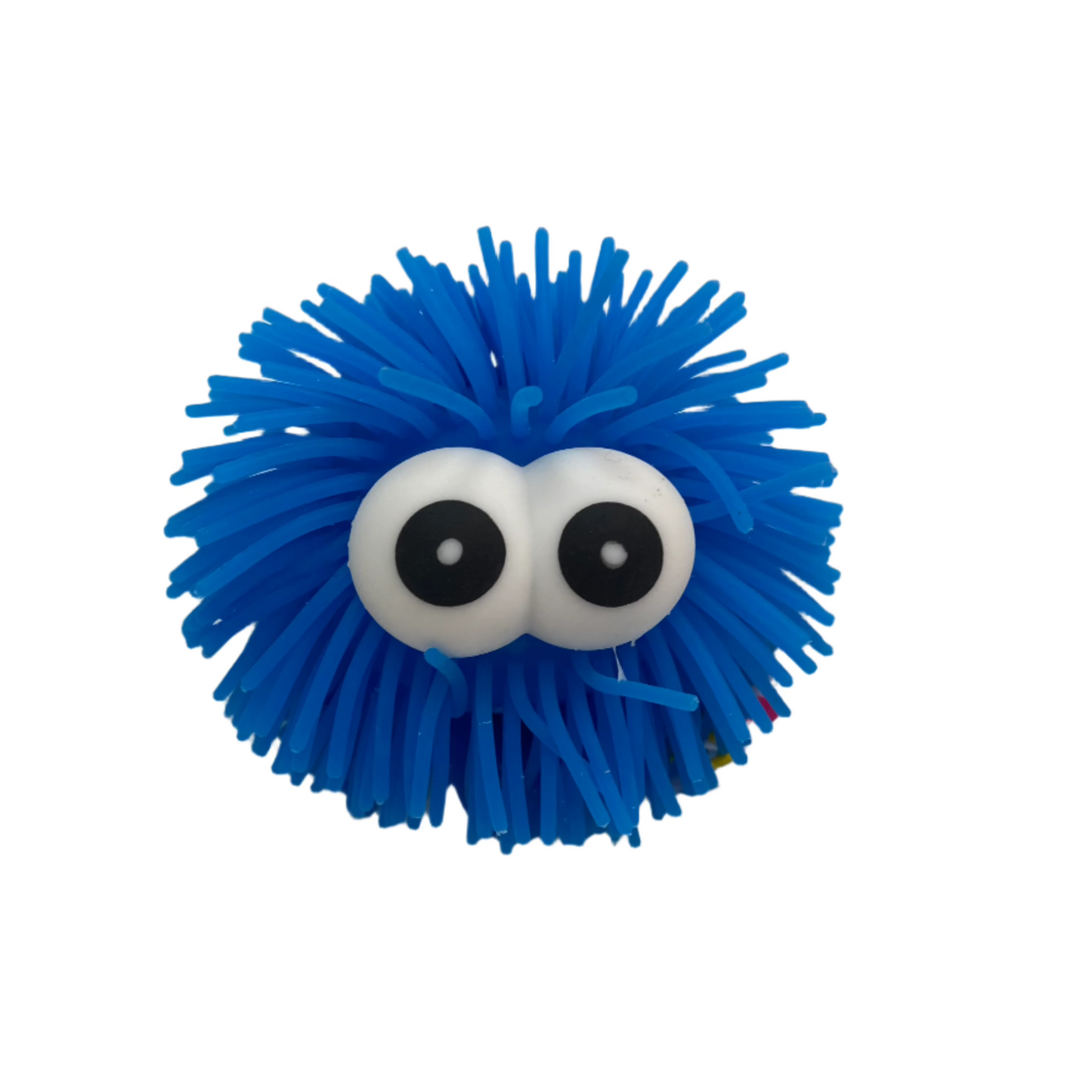 bright blue stringy puffer ball