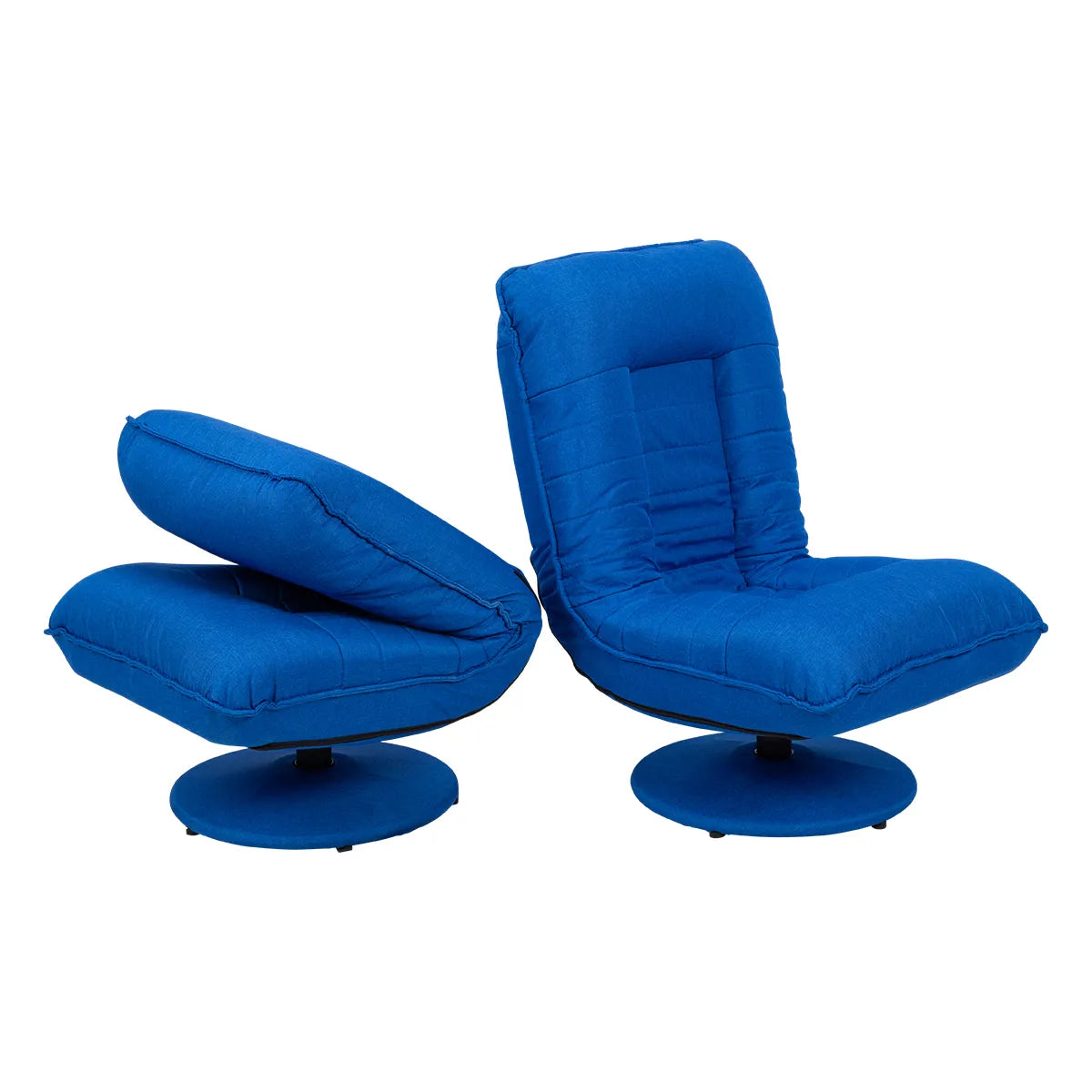 Swivel floor chair folded down next to one upright next