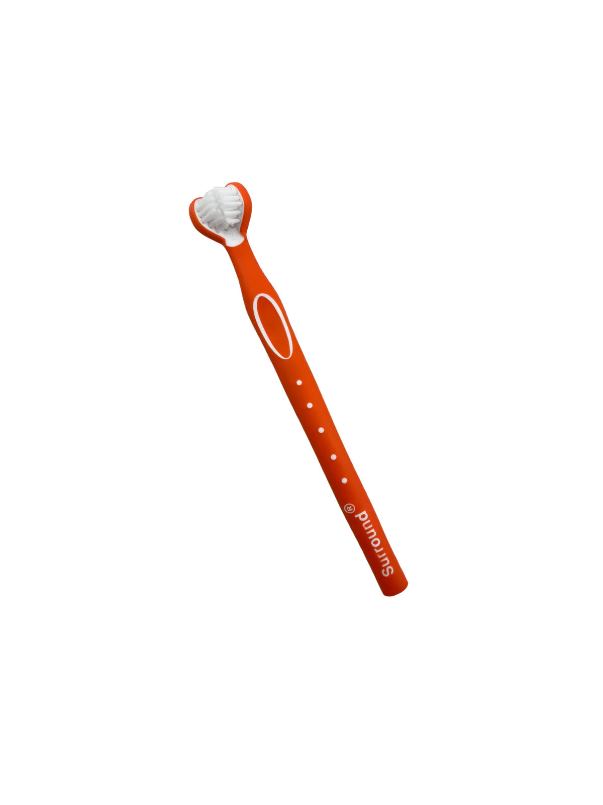 oranges surround 3-headed toothbrush for adults