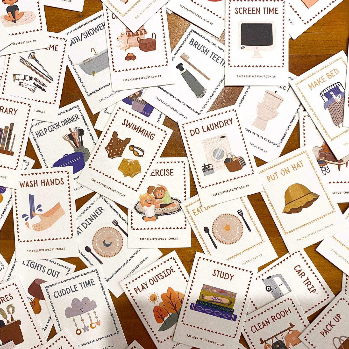 Compact 72 Daily Routine Cards & Display Stand