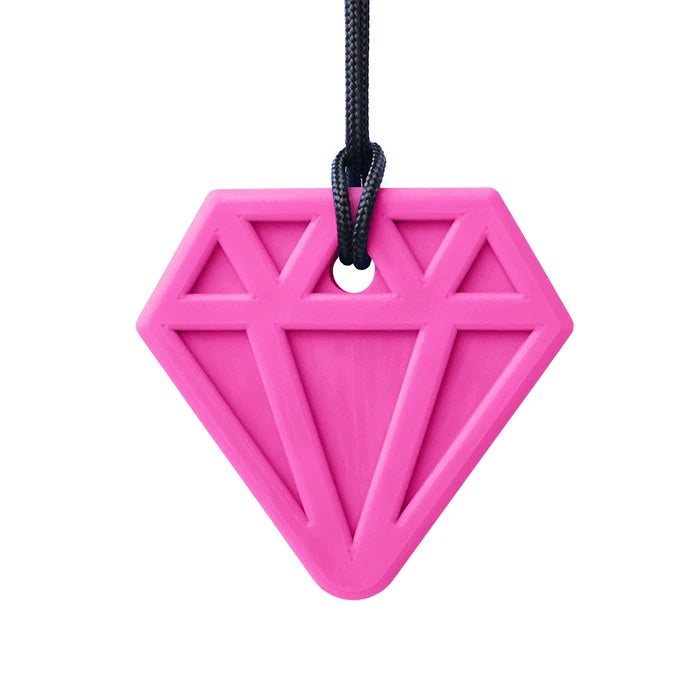 ARK Diamond Chewable Jewel Necklace Hot Pink on a white background