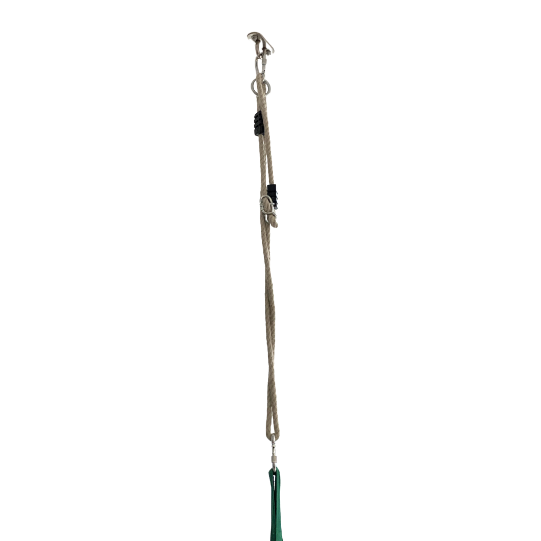 Adjustable Polyhemp Rope hanging from ceiling connected to a pod swing