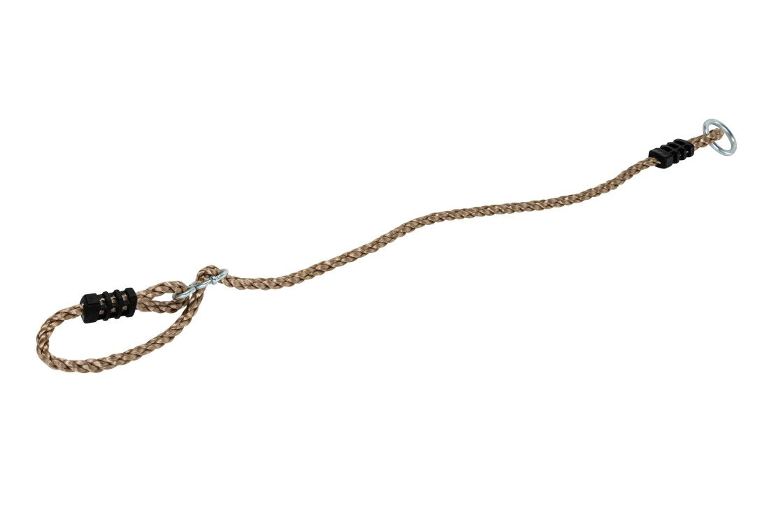 Polypropylene reope with a metal hook on a white background