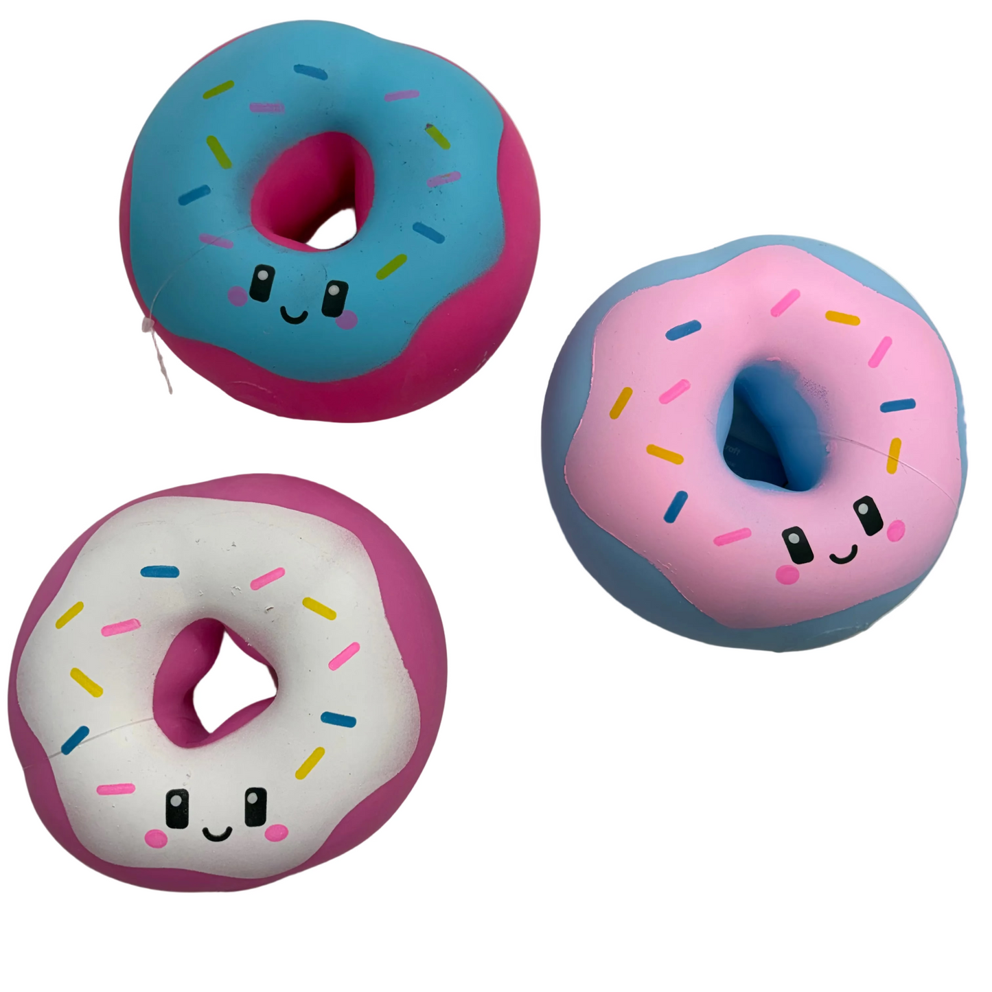 3 colourful jumbo squishy big squij donuts 