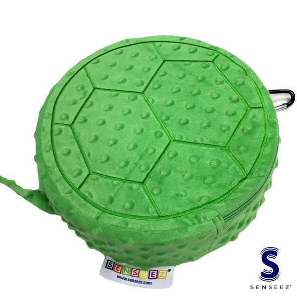 senseez vibrating cushion bumpy turtle design round with Green textured bumps and a tail