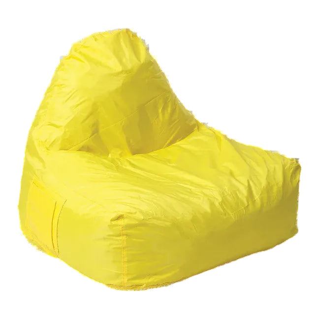 Yellow bean bag chair on a white background