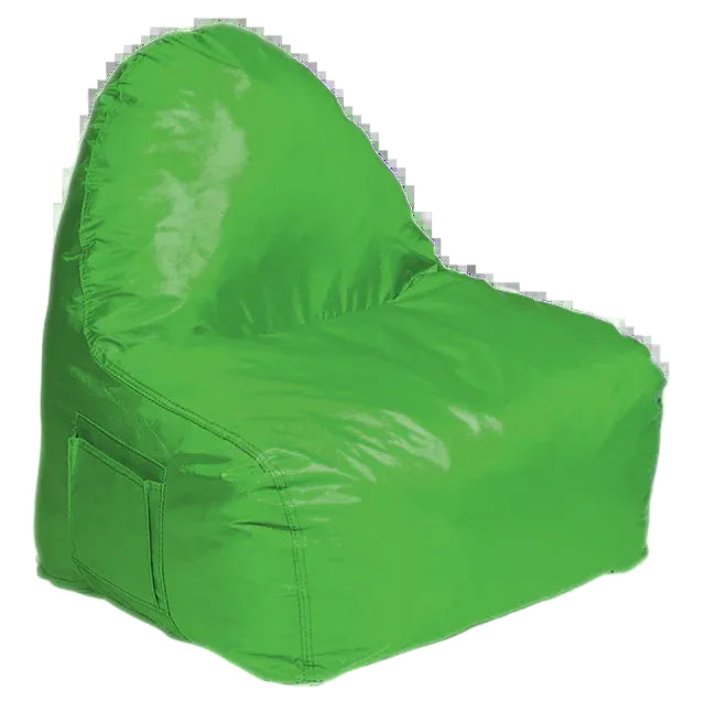 Green bean bag chair on a white background