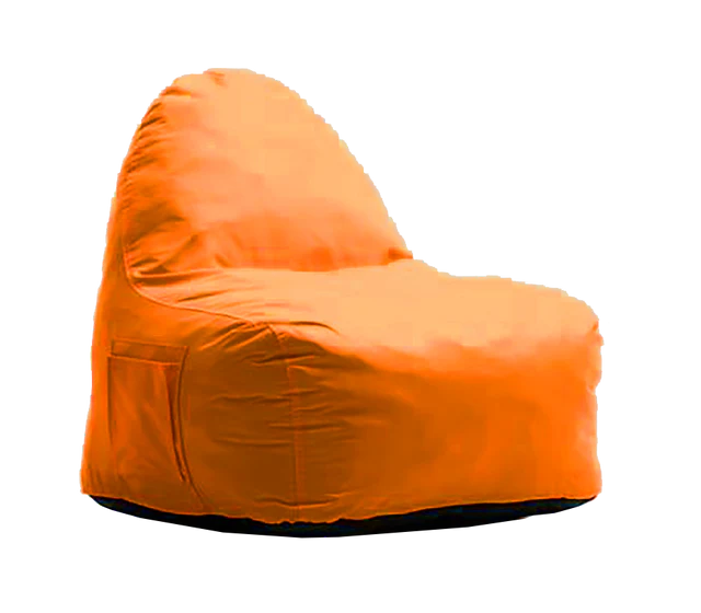 Orange bean bag chair on a white background