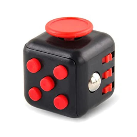 6 sided fidget cube black and red