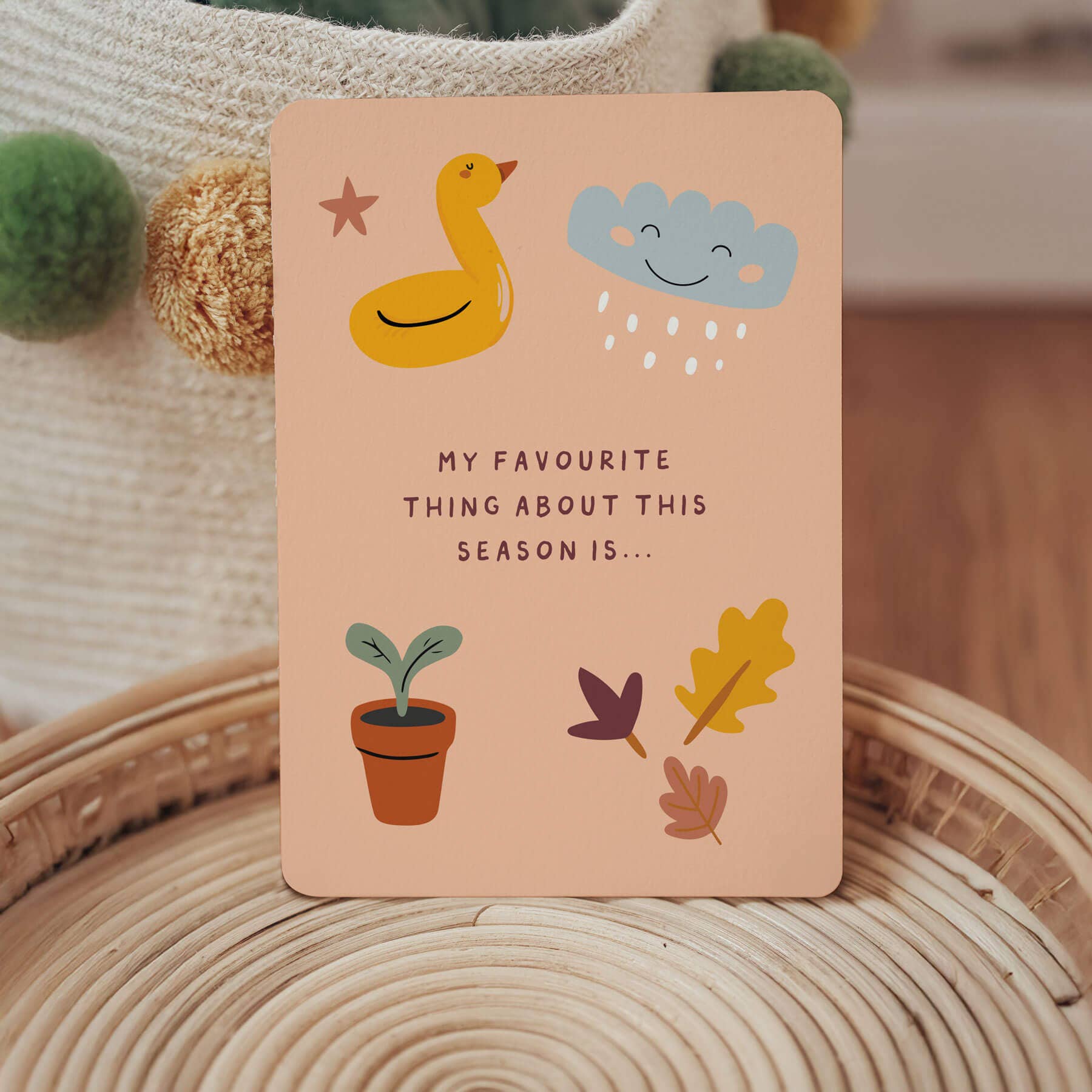 Gratitude card with text 'my favourite thing about this season is' 