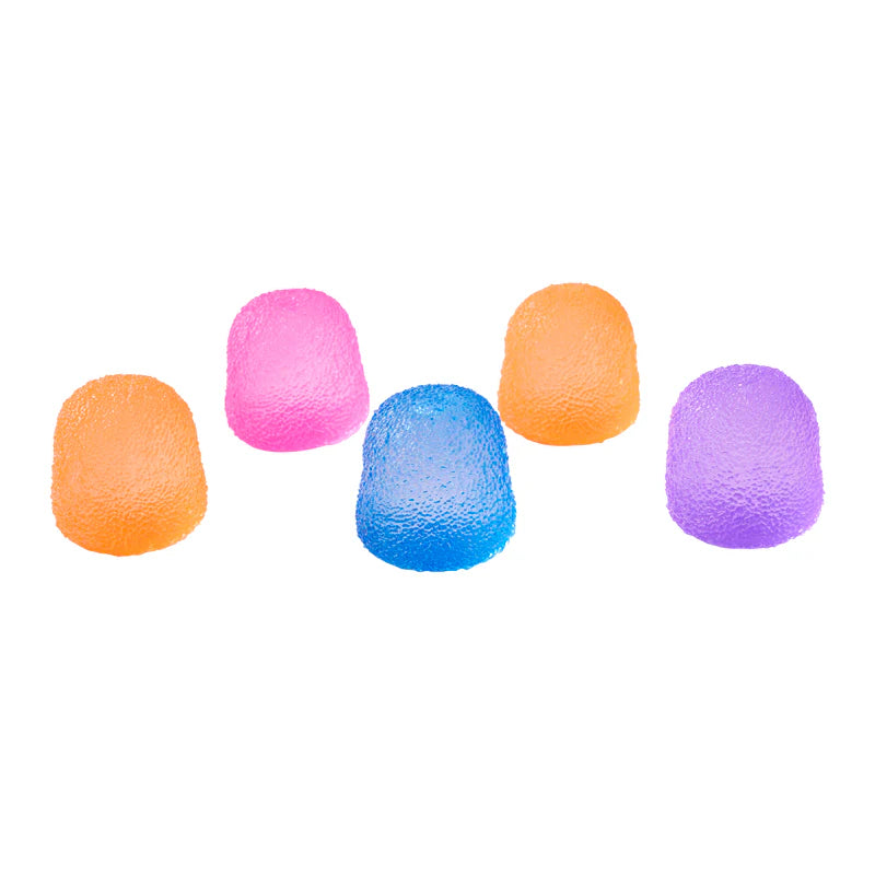 Five different coloured Gum Droppables on a white background
