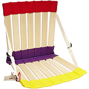 Multi Coloured HowdaHUG 2 chair showing red, purple and yellow fabric trims