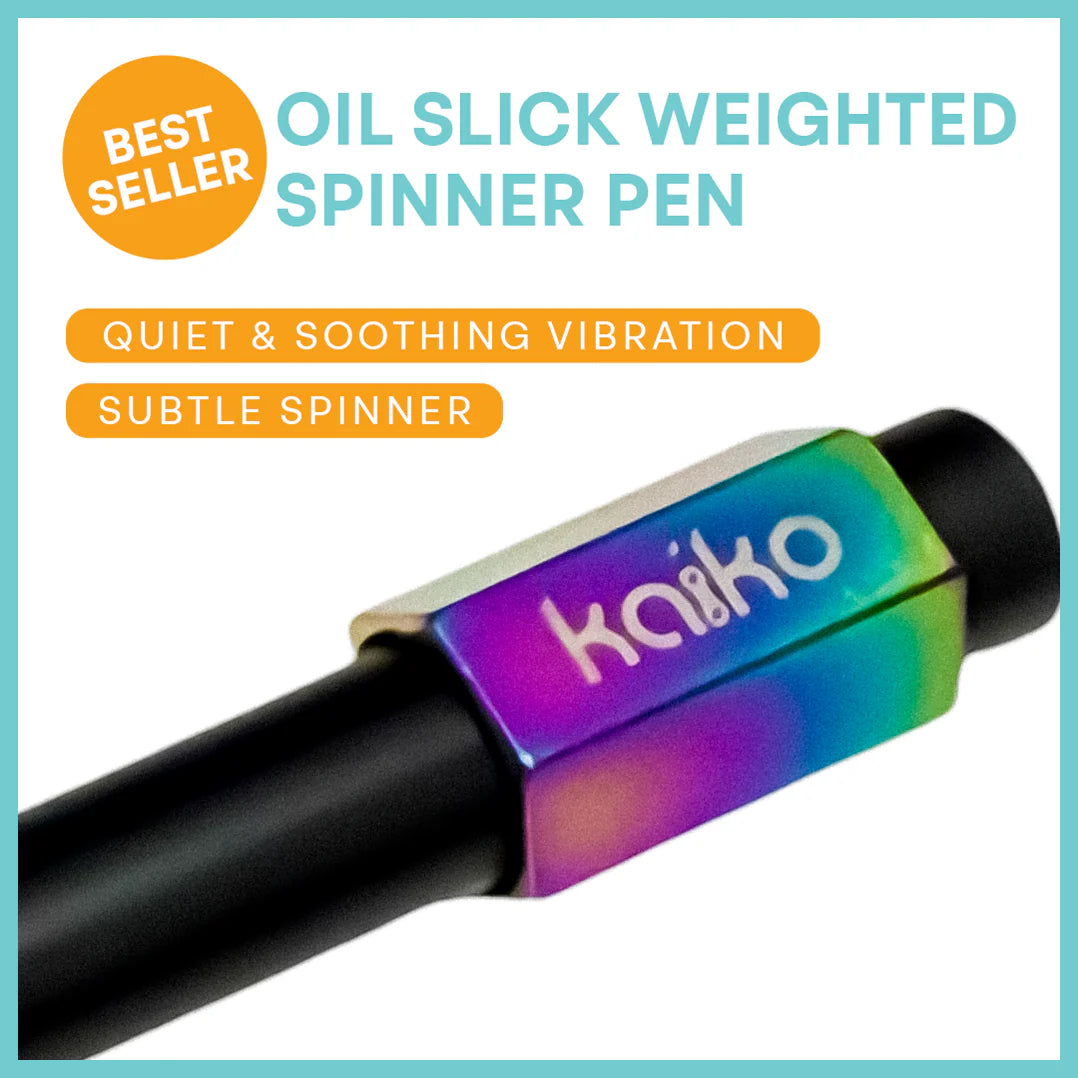 Oil slick weighted spinner pen