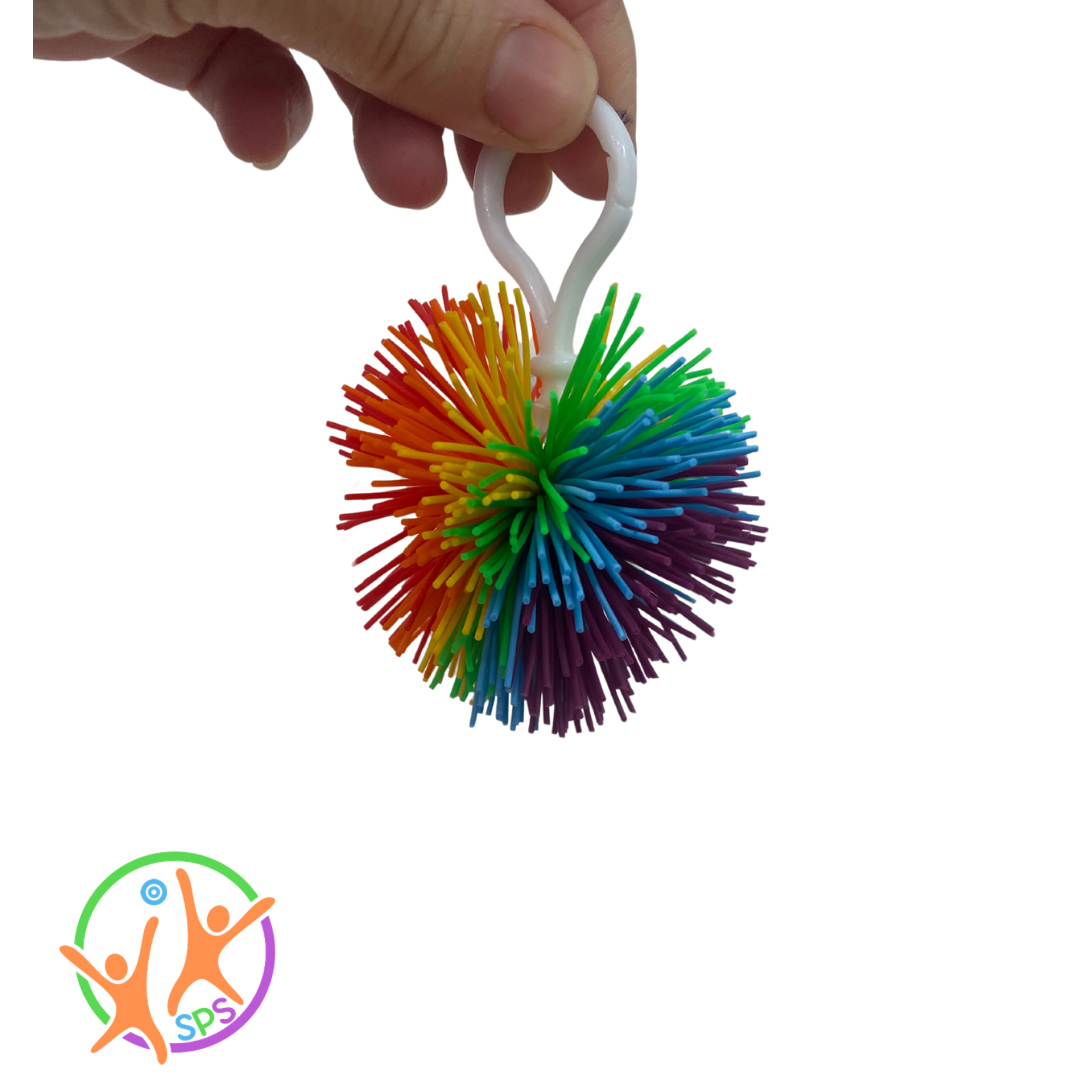 Rainbow pom pom ball on clip 