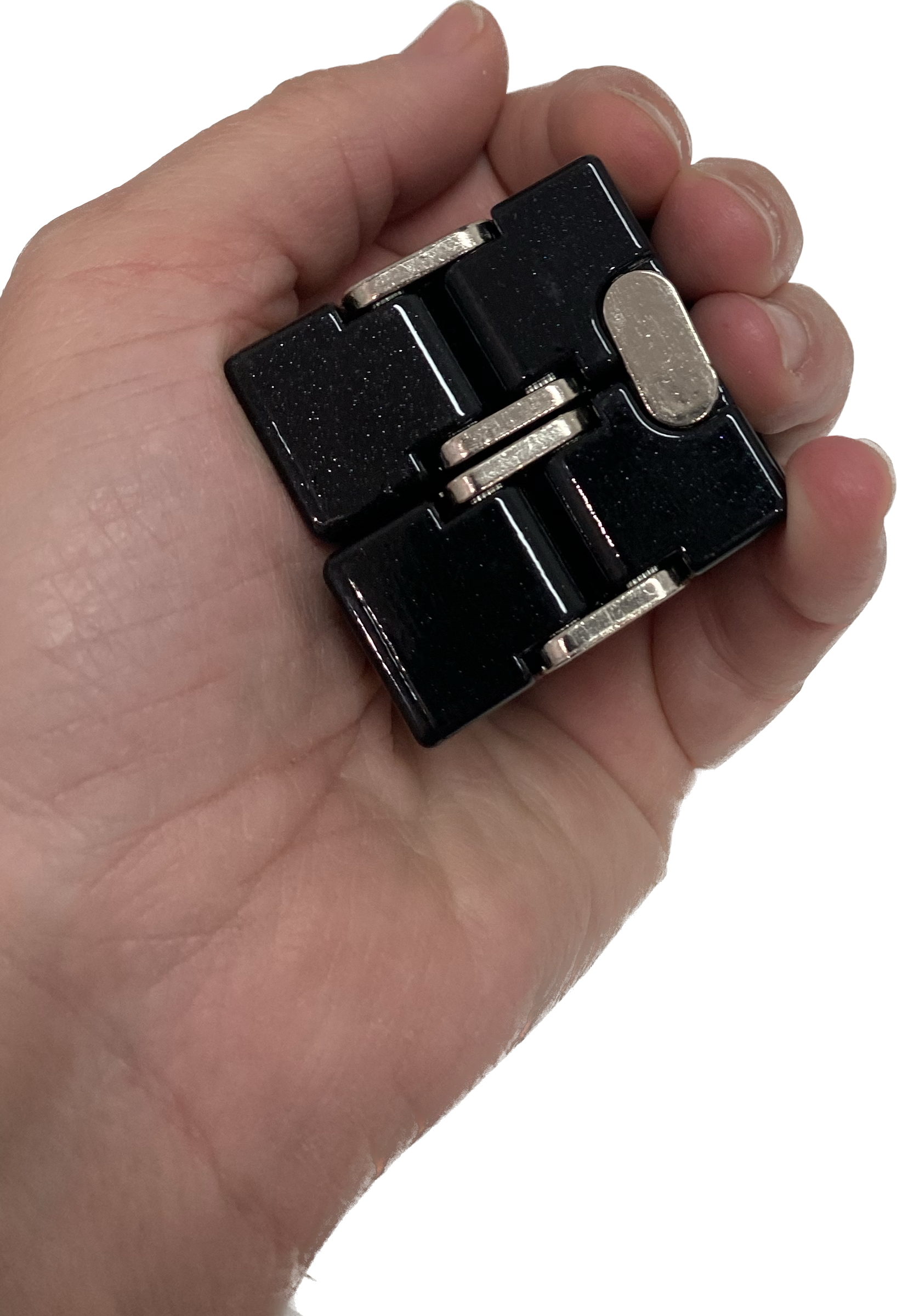 infinity cube black metal in palm