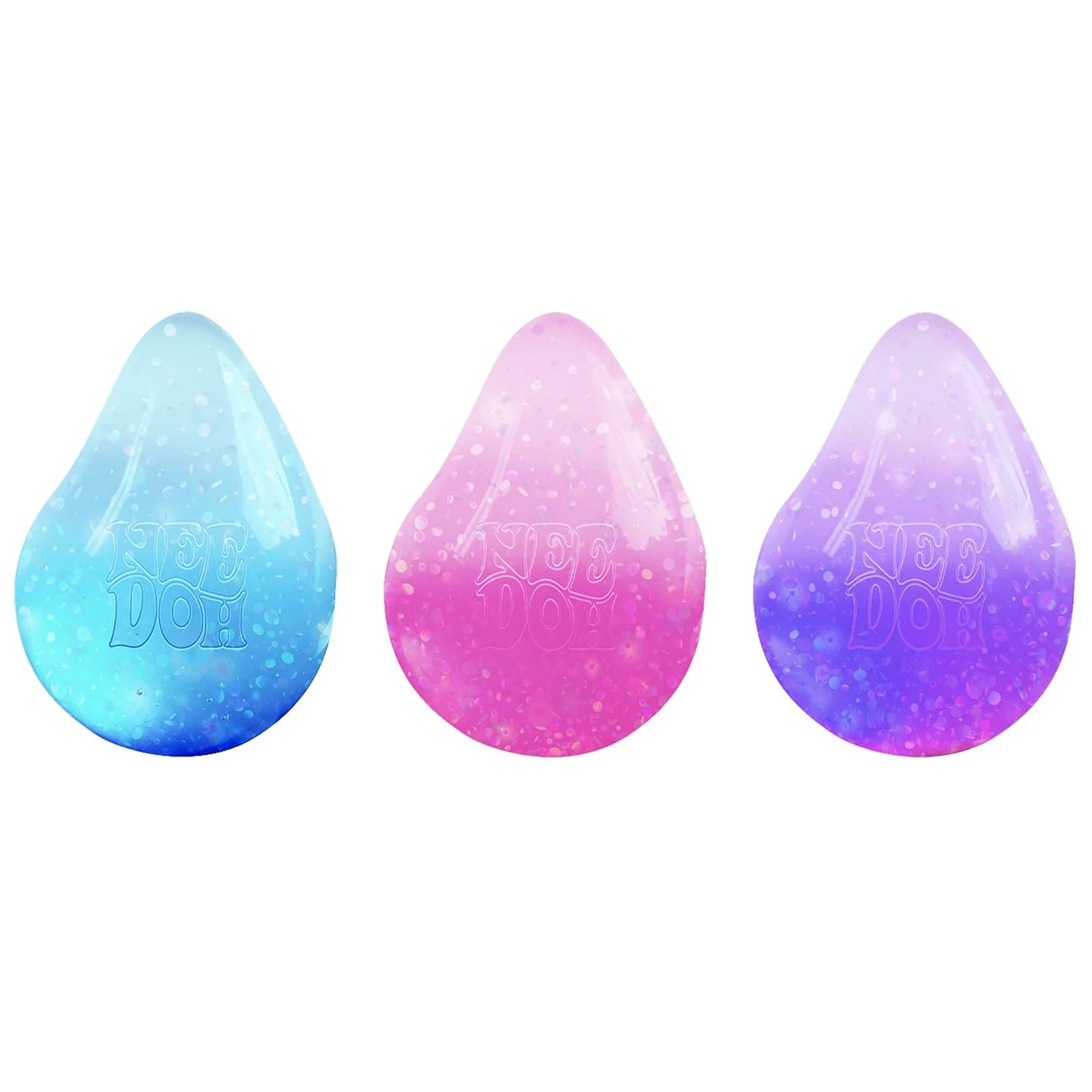 3 x dream drops in blue, pink and purple. Nee doh