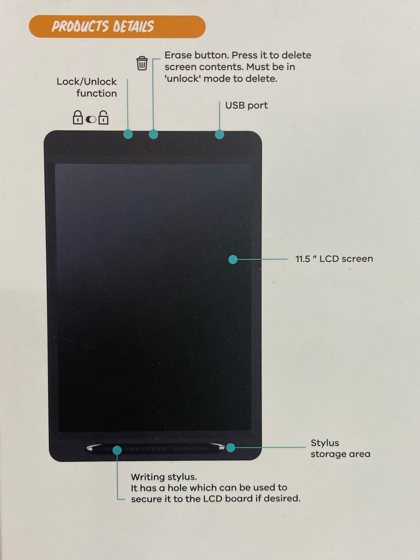 Features of the LCD Boogieboard tablet