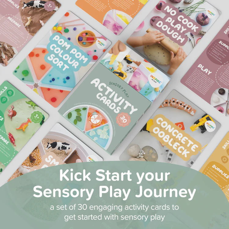 Set of sensory play activity cards with various activities