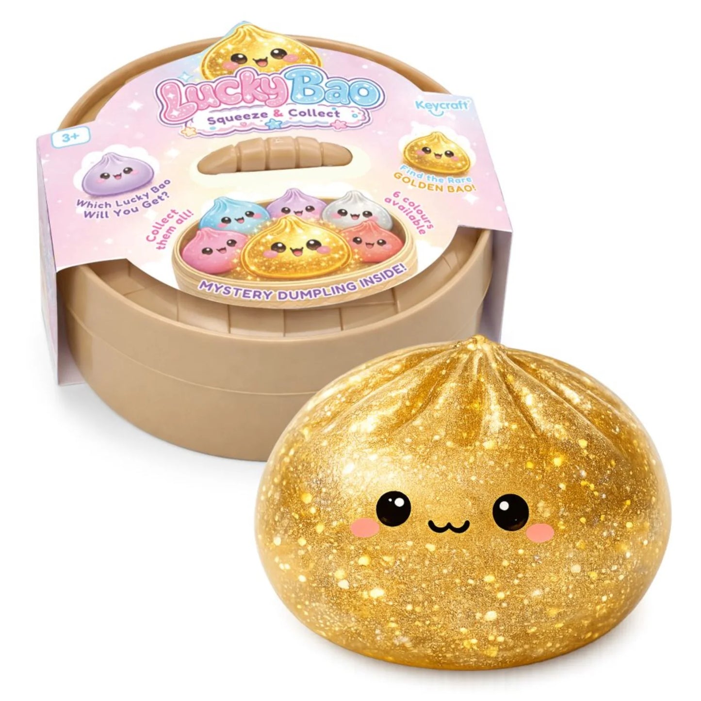 Gold Lucky Bao Mystery Dumpling toy with Keycraft packaging 