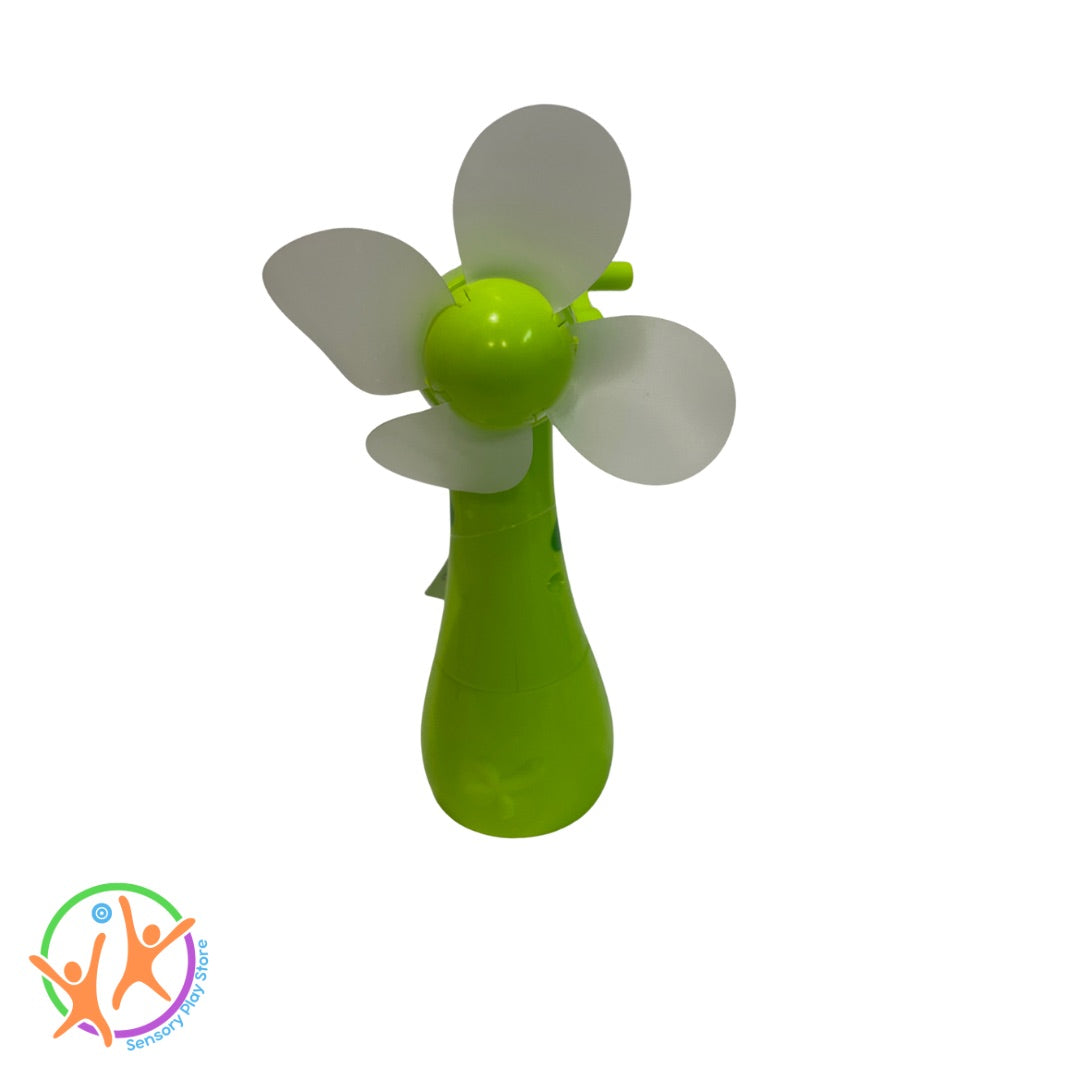 front view of misting giraffe fan