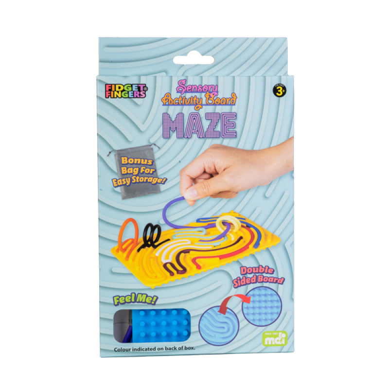 Retail package of the sensory Maze board. 
