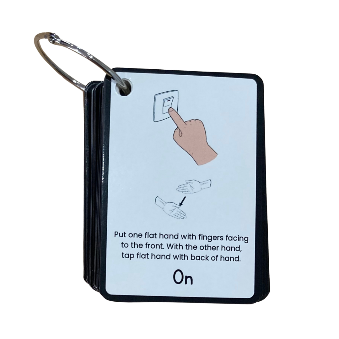 Key word sign flash card for on