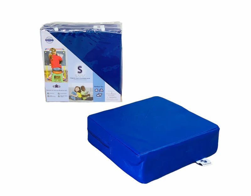 Blue Senseez square vibrating cushion with packaging