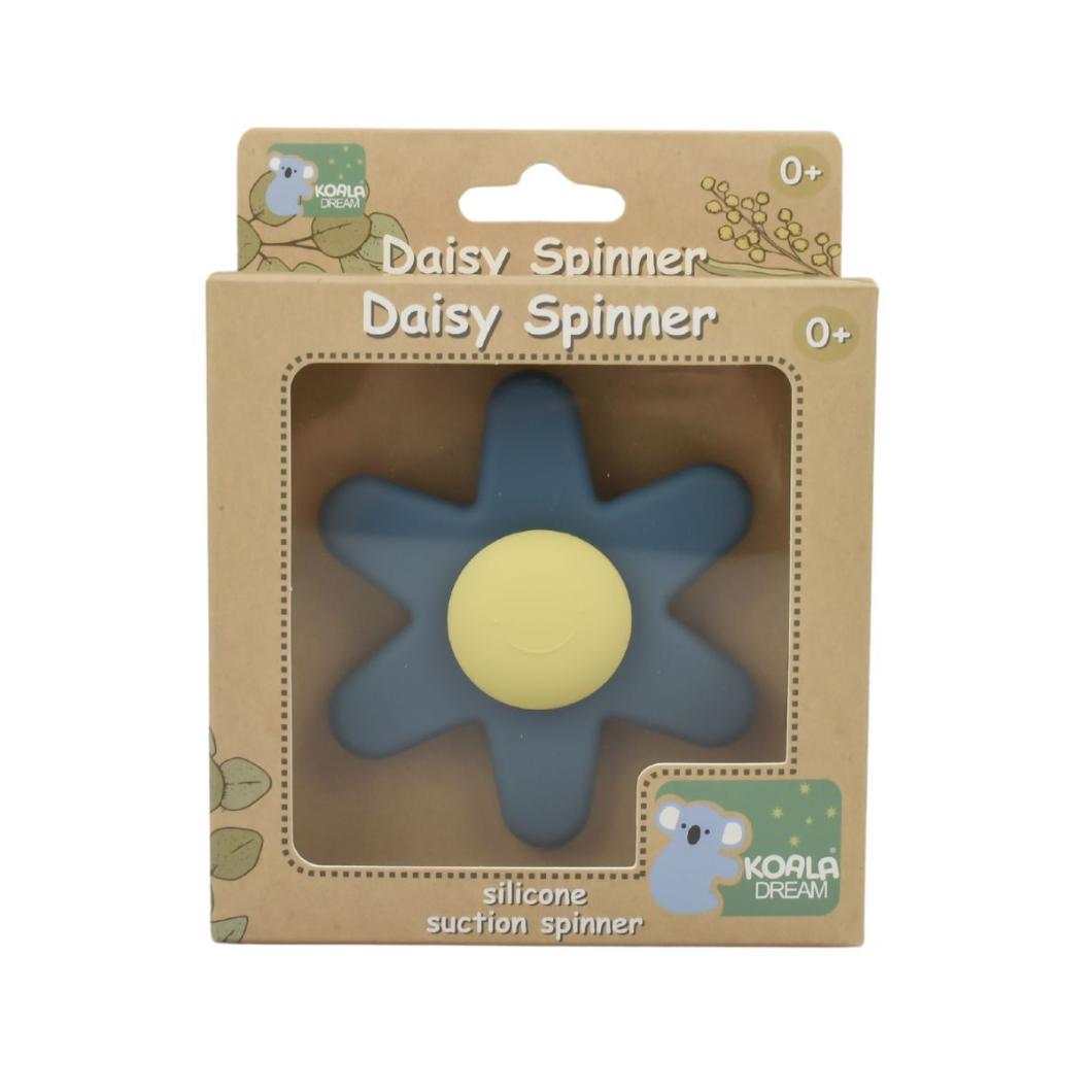 Blue Silicone Daisy Spinner in packaging