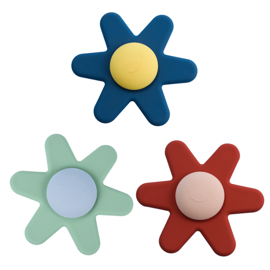 Blue, green and red Silicone Daisy Spinners