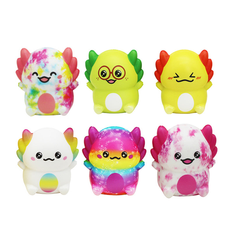 Six Smoosho's Slow Rising Axolotls one of each colour
