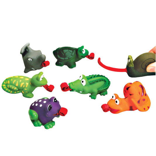 Seven Squeeze Long Tongue Animals on a white background