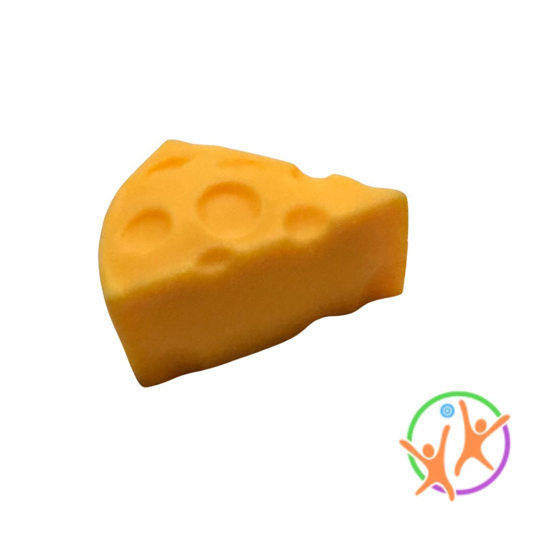 yellow squishy triangle cheese and sensory play store logo
