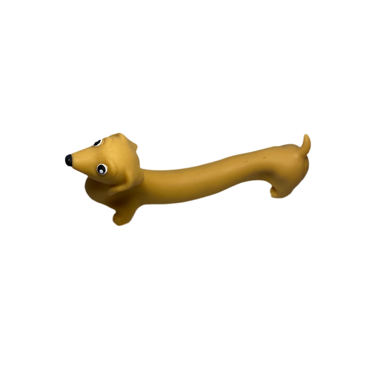 beige stretched long sausage dog toy