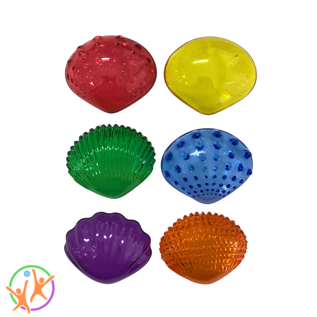 6 piece pack of translucent sensory shells