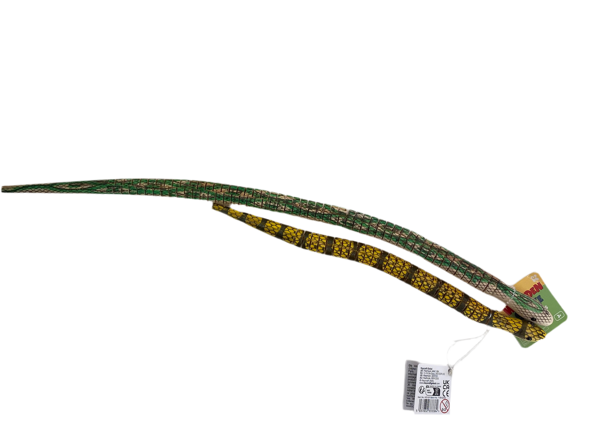 30 cm wooden snake next to 50 cm snake