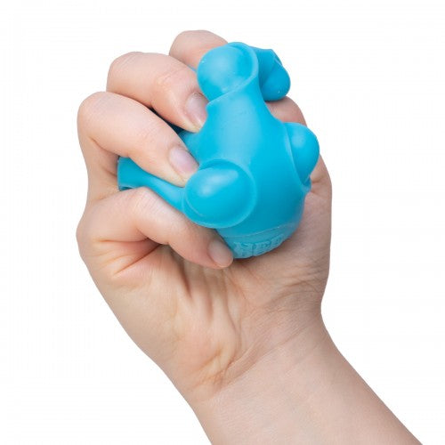 hand squeezing the needoh  happy snappy pop ball 