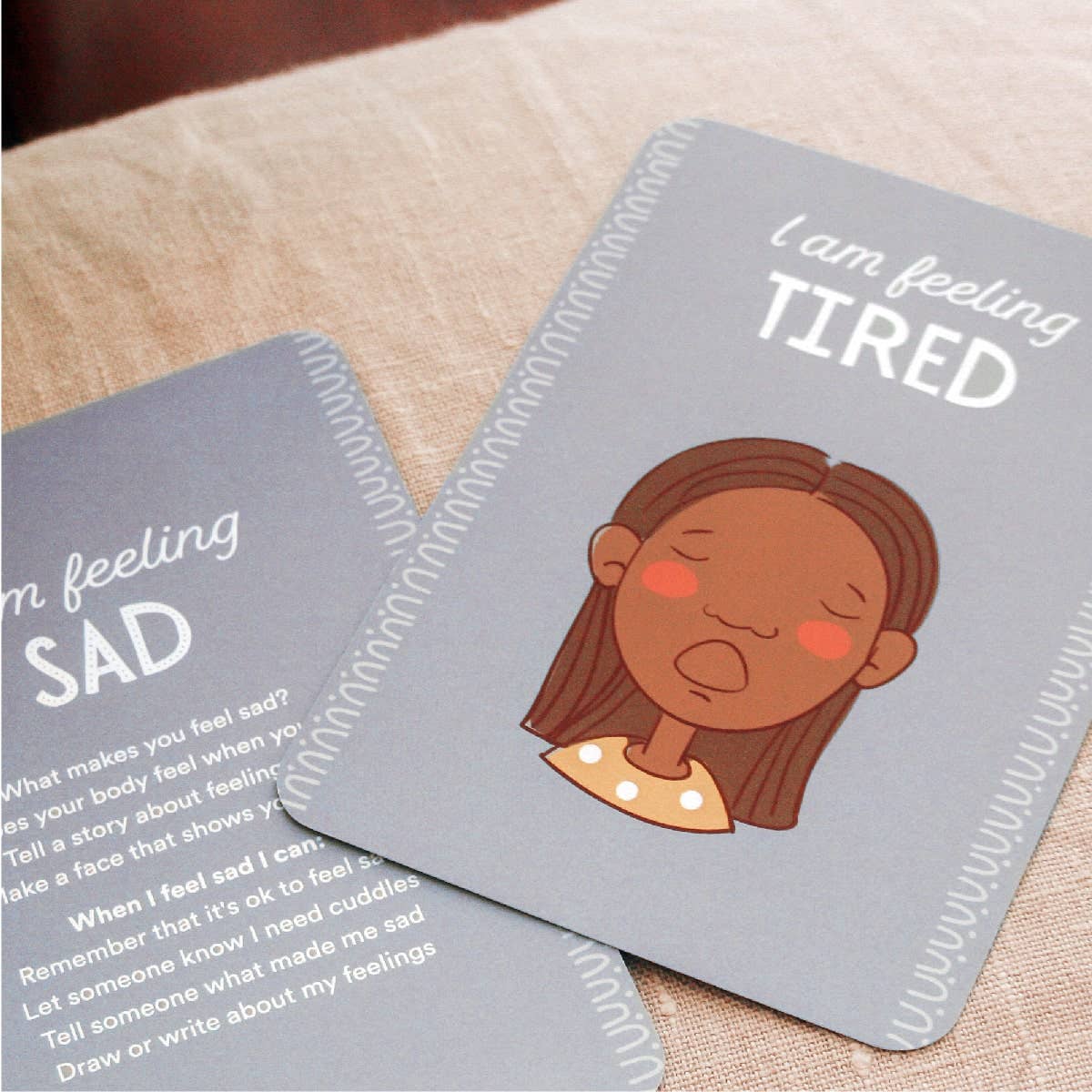 Two emotions cards in the blue zone .