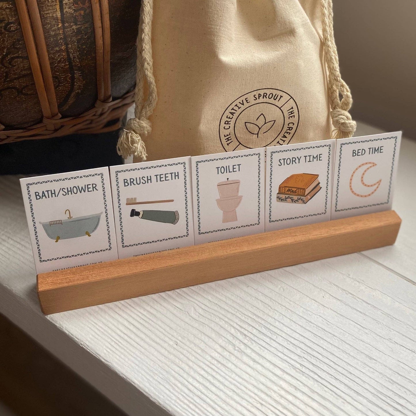 Compact 72 Daily Routine Cards & Display Stand