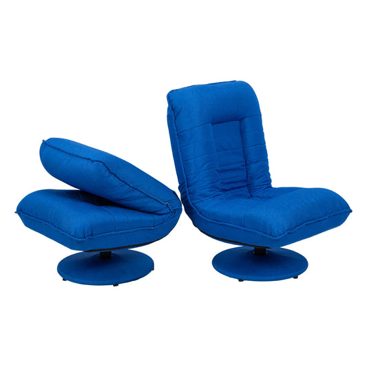 Swivel floor chair folded down next to one upright next 