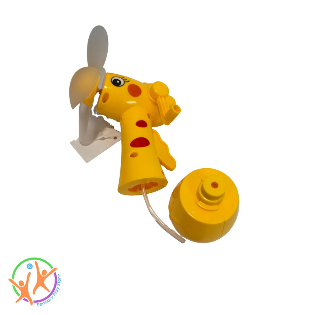 Yellow toy with a propeller on a white background